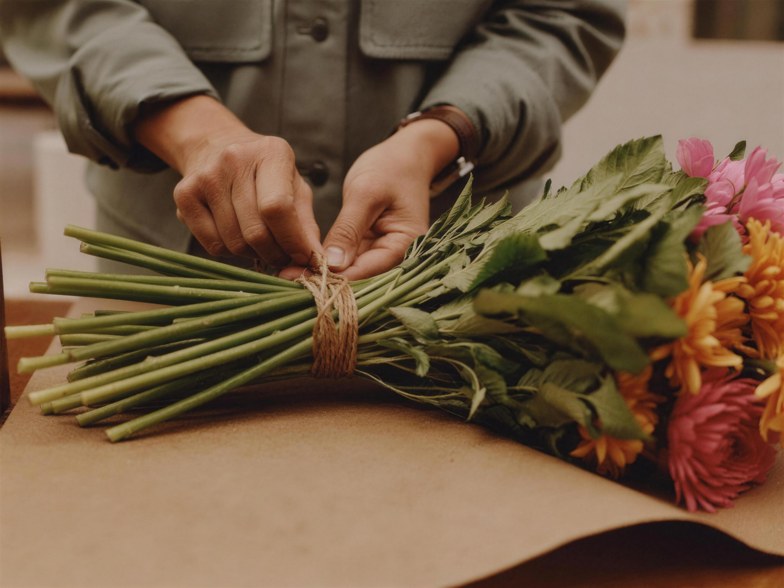 Bloemist stelt boeket samen bij Bloemenshop Scheelings