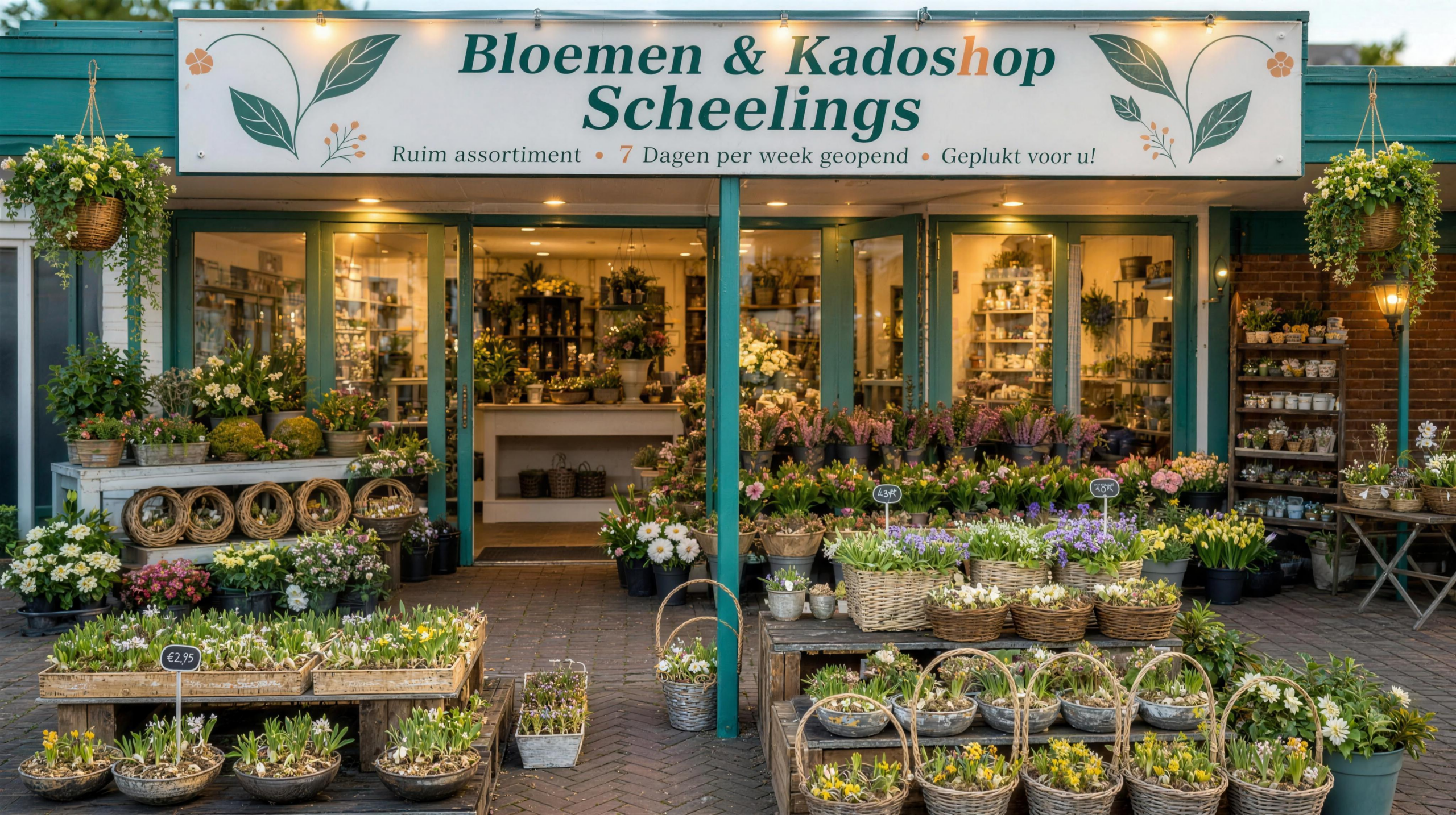 Buitenkant en entree van Bloemenshop Scheelings in Beverwijk
